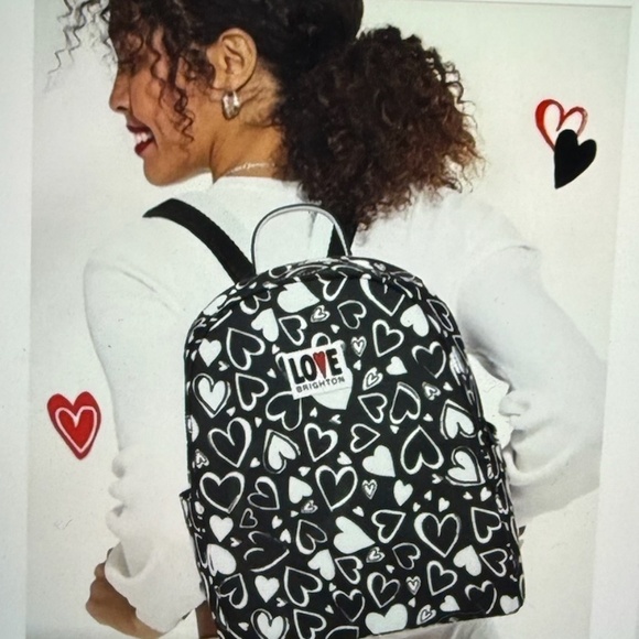 Brighton Endless Love Black and White Heart Pattern Backpack - NEW - Picture 11 of 11